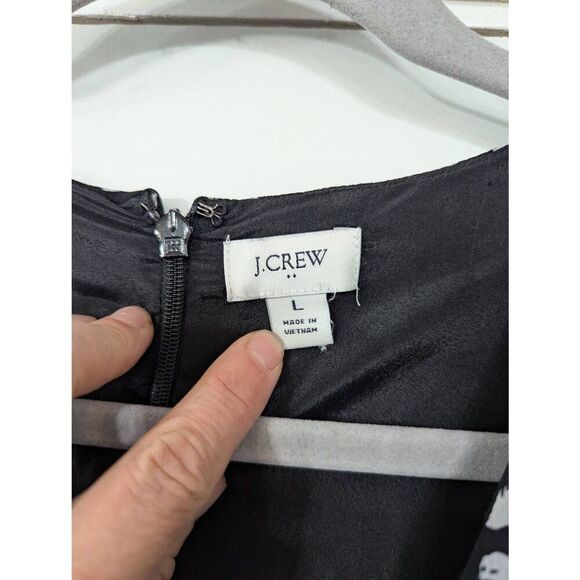 J. Crew Crinkle V-neck midi dress women's large black white ruffle tiered - Picture 3 of 7